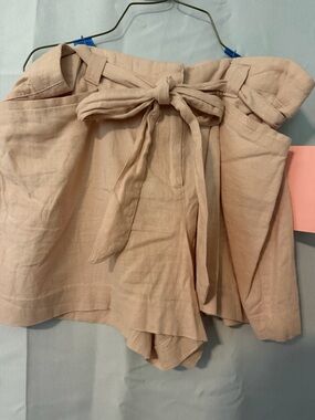 Women's High-Waist Tie-Belt Shorts - pink